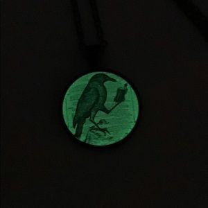 Glow in the dark raven necklace